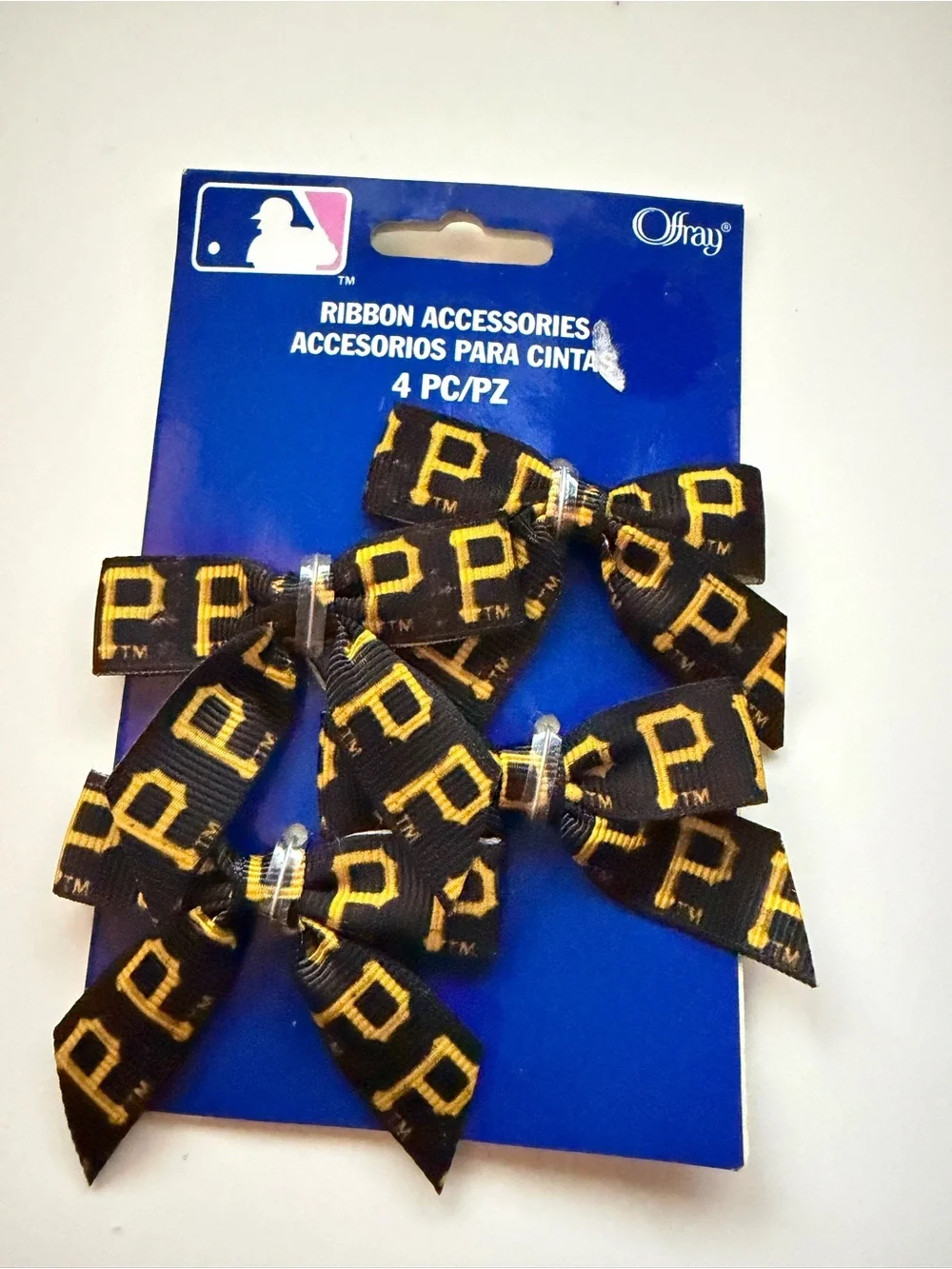 Kids Black & Gold Team Ribbon Hair Bows - 4 Pack